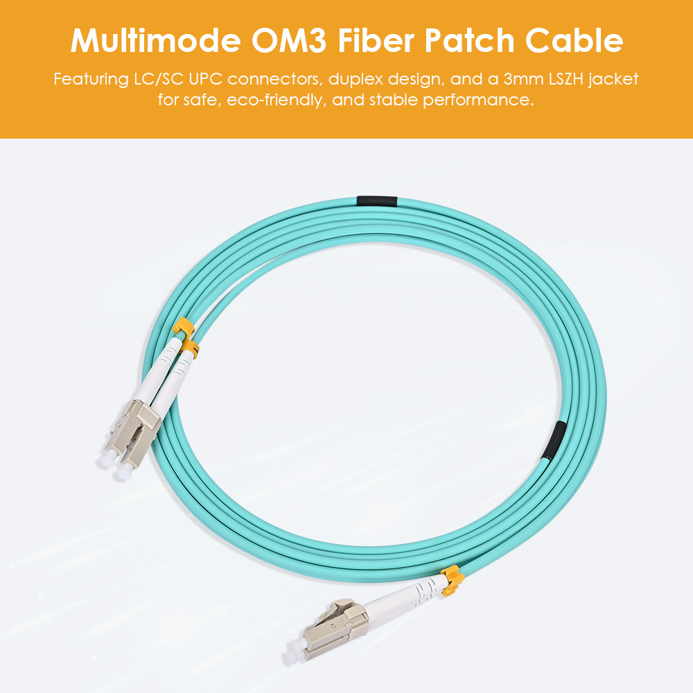 Multimode OM3 Fiber Patch Cable, LC/LC UPC, Duplex, LSZH Jacket 3mm ...