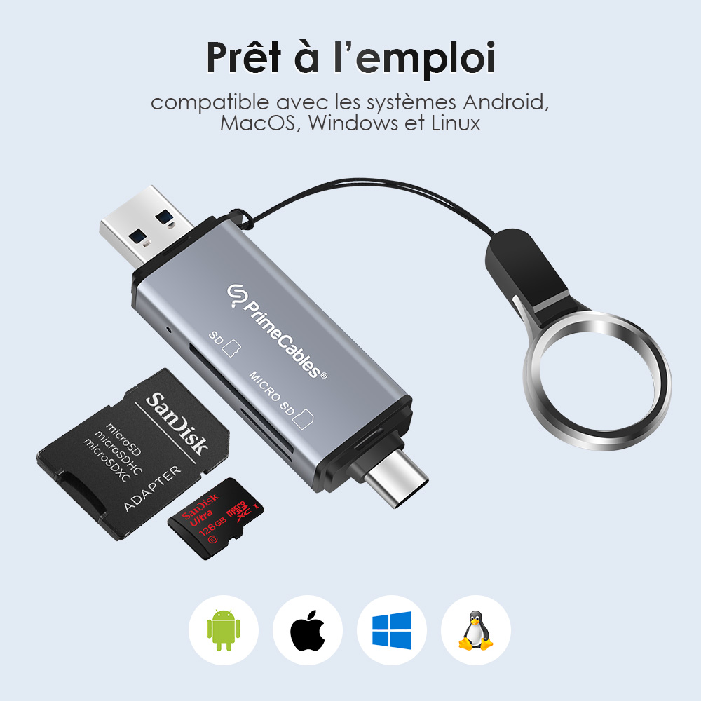 Lecteur De Carte SD/Micro SD USB-C - Adaptateur Pour IPhone 15, IPad, MacBook, Android (Plug And Play) - 13