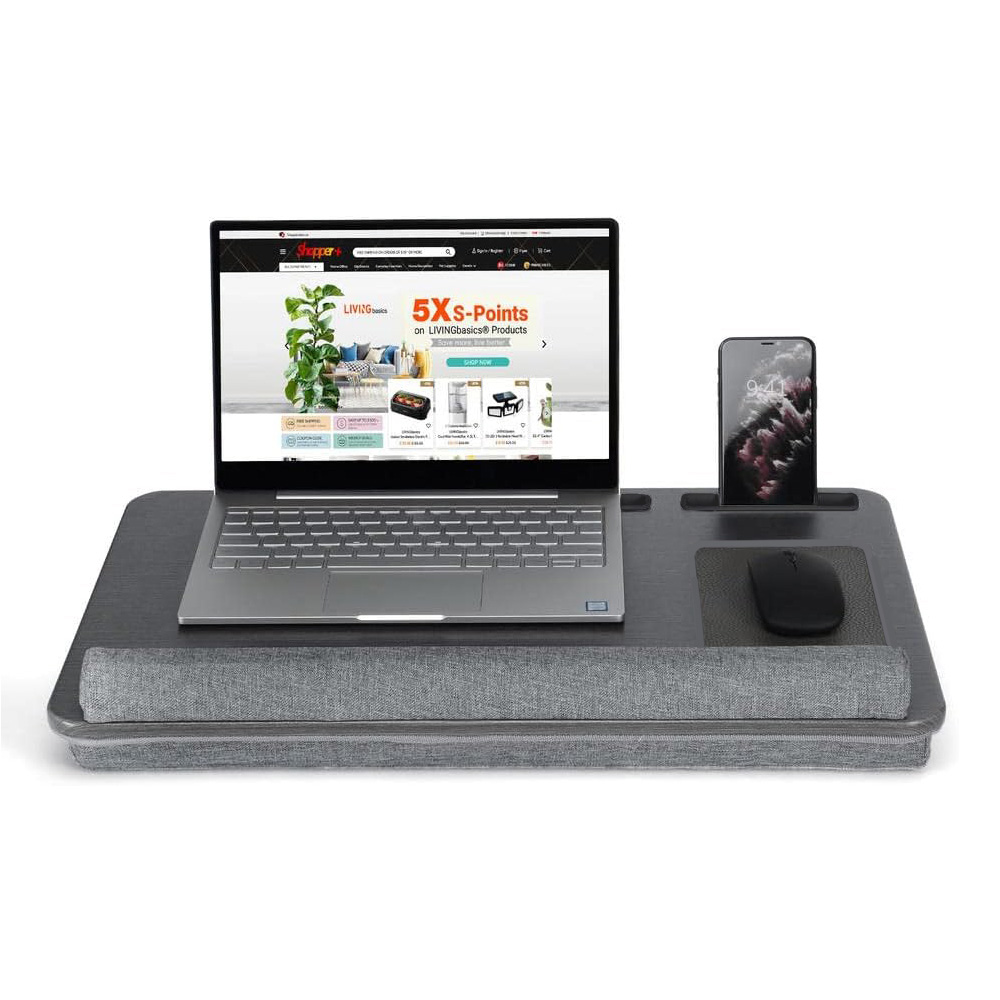 Laptop Lap Desk with Cushion Wrist Rest Mouse Pad Cellphone Slot  PrimeCables®