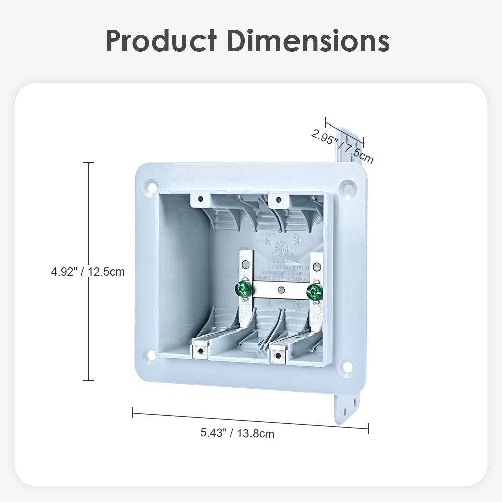 33 cu.inch 2-Gang Switch Plastic Wiring Box, 5.34 x 4.92 x 2.95in ...