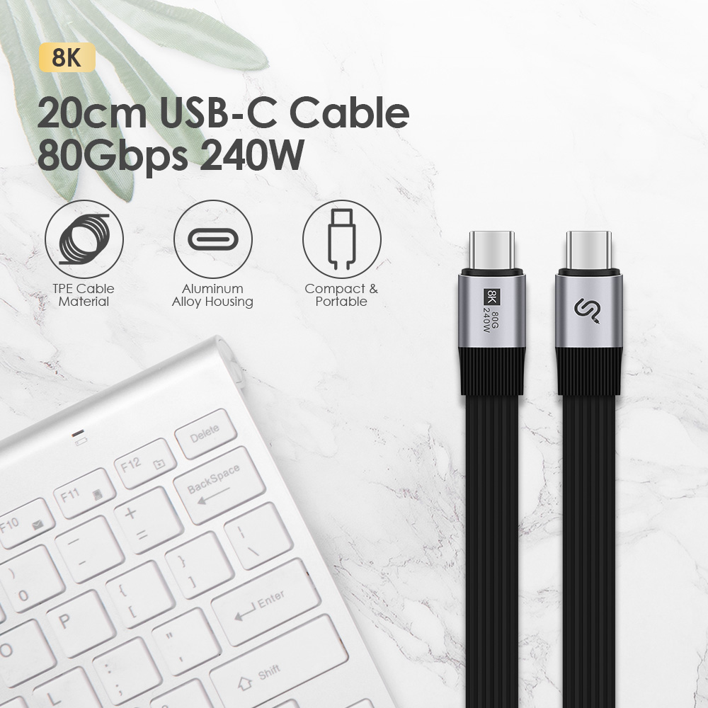 PrimeCables USB-C cable made of TPE material and with an aluminum alloy housing, 20cm in length