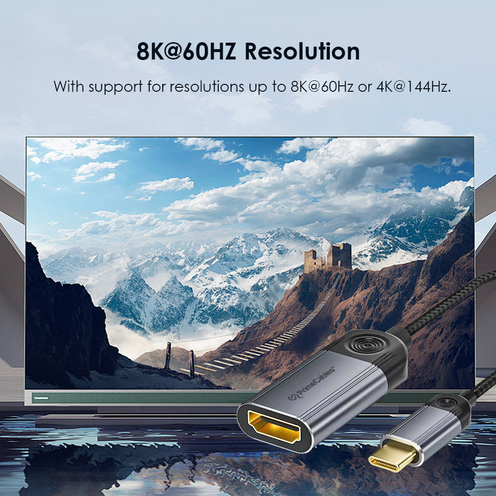 USB-C to HDMI adapter supports up to 8K@60Hz or 4K@144Hz, and can be shown with a high resolution on a TV