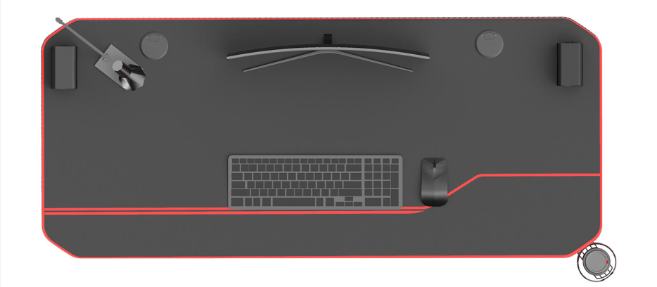 The black standing desk features a spacious desktop and the desktop is made from carbon fiber, which is easy to wipe clean
