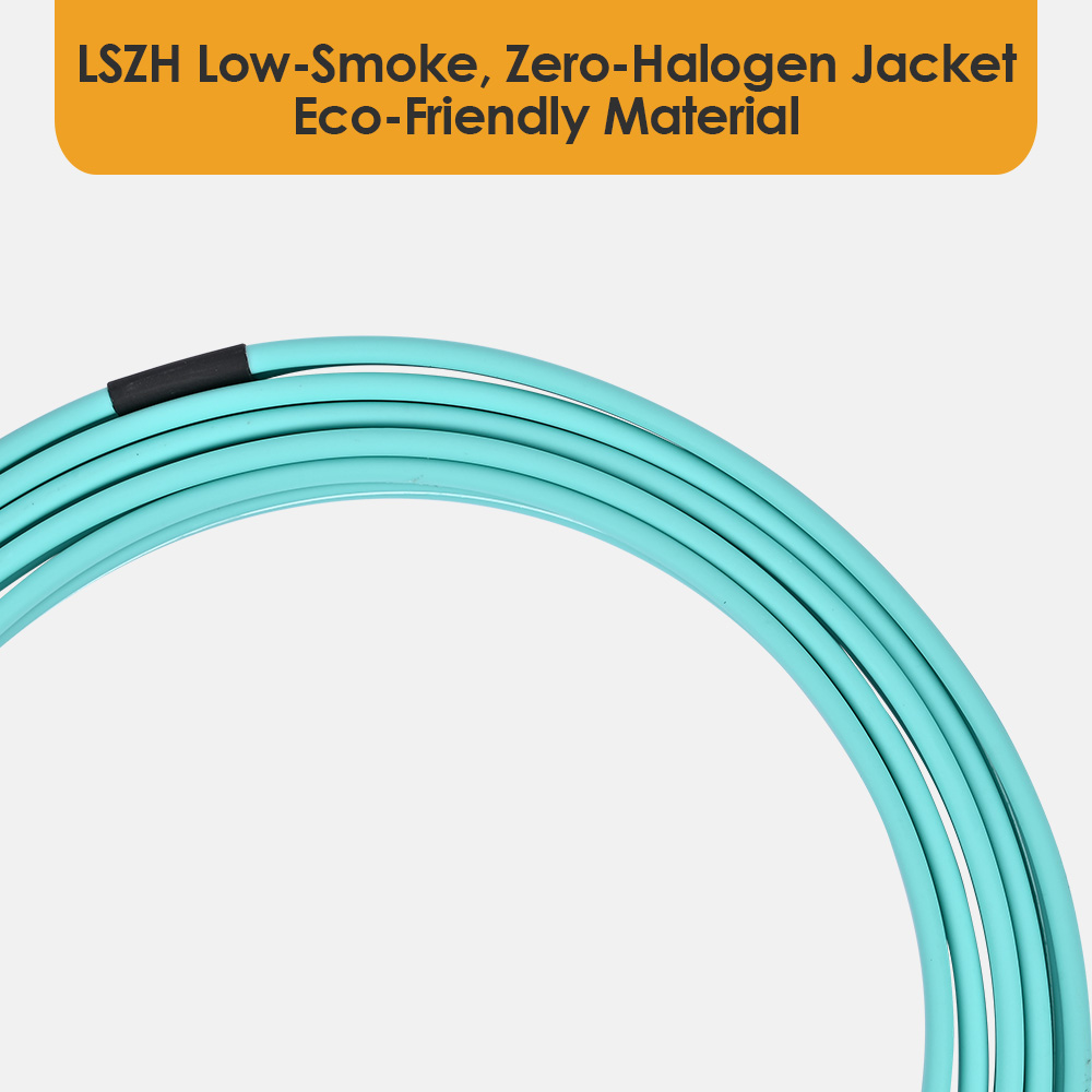 PrimeCables OM4 multimode LC-LC fiber patch cable with eco-friendly LSZH jacket that produces no toxic smoke if burned