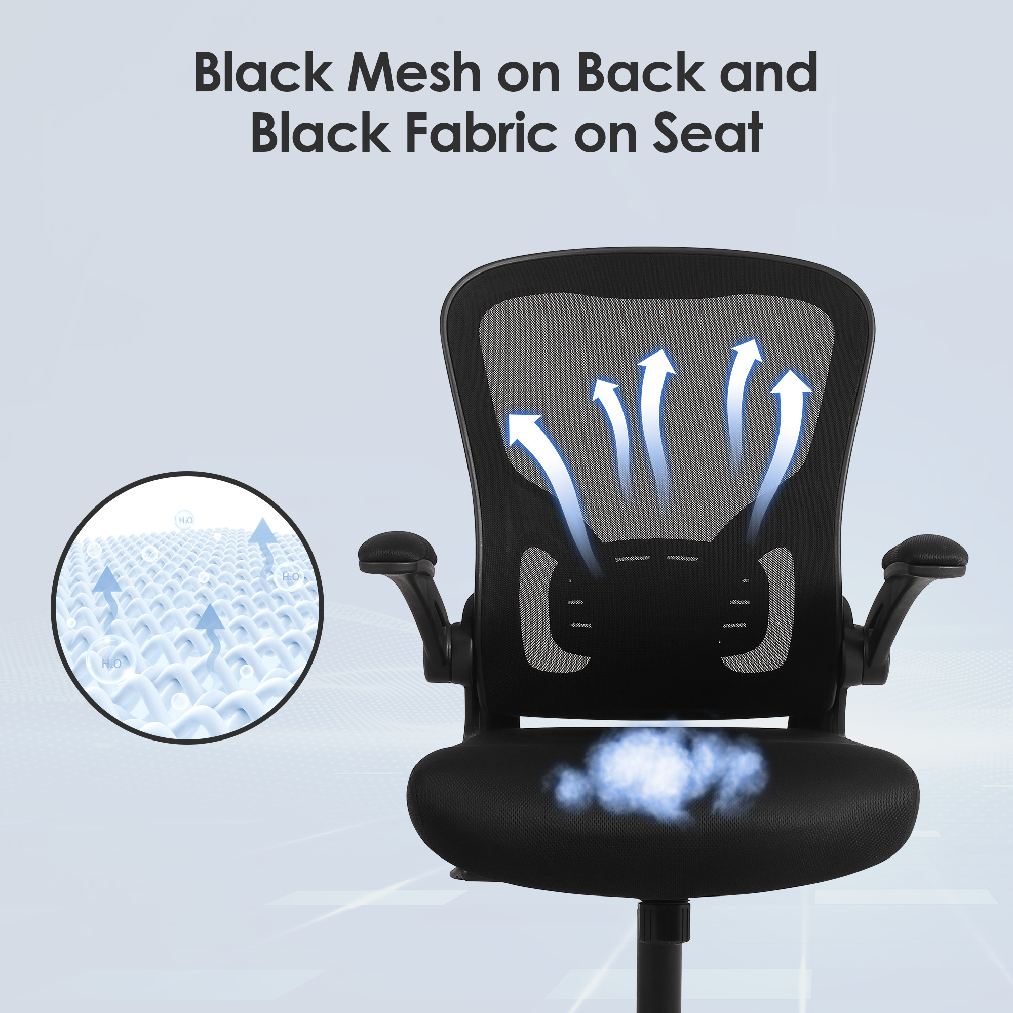 Moustache ergonomic mesh office chair features a breathable mesh backrest and an air-permeable fabric seat
