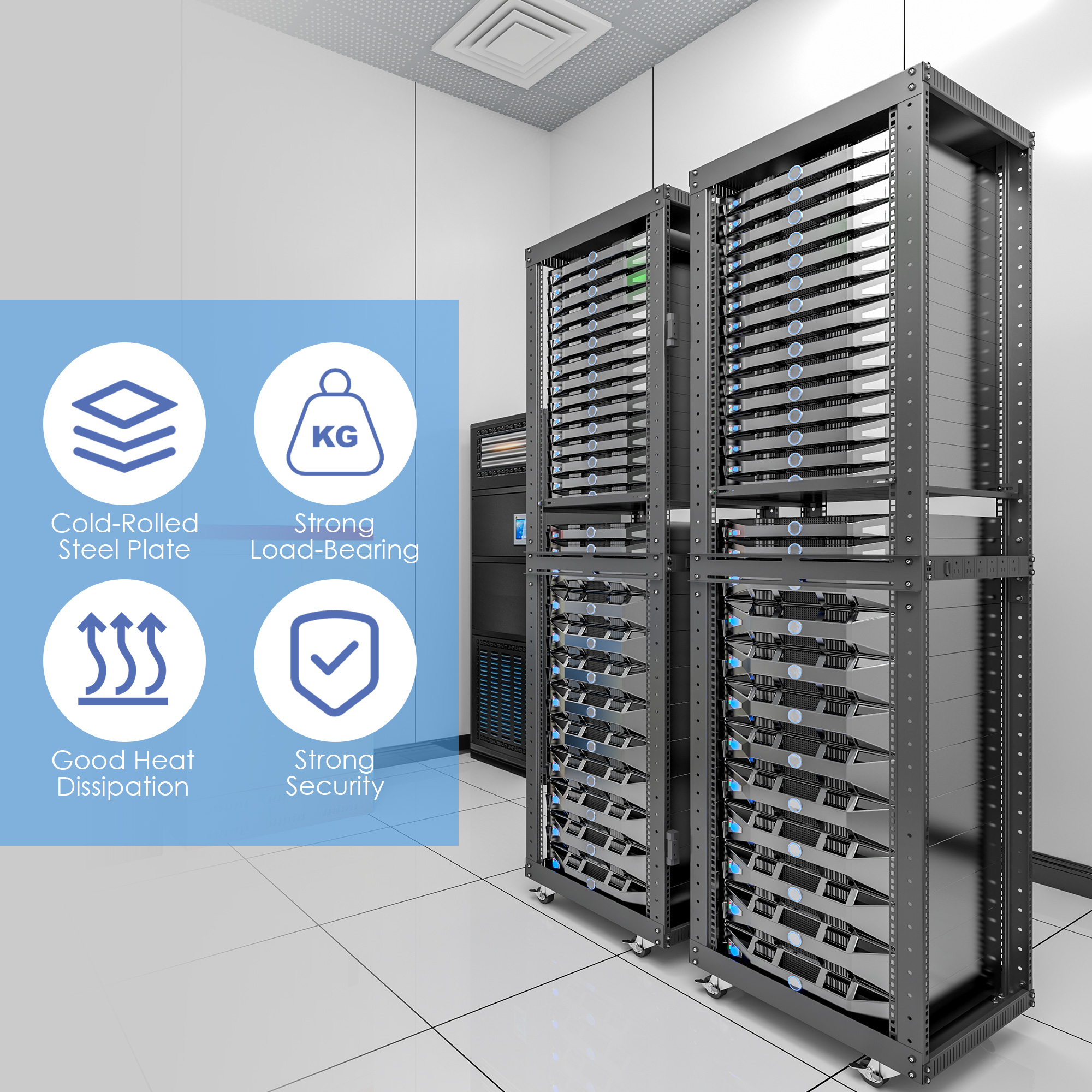 32U Mobile Open Frame Server Rack with Wheels - PrimeCables®