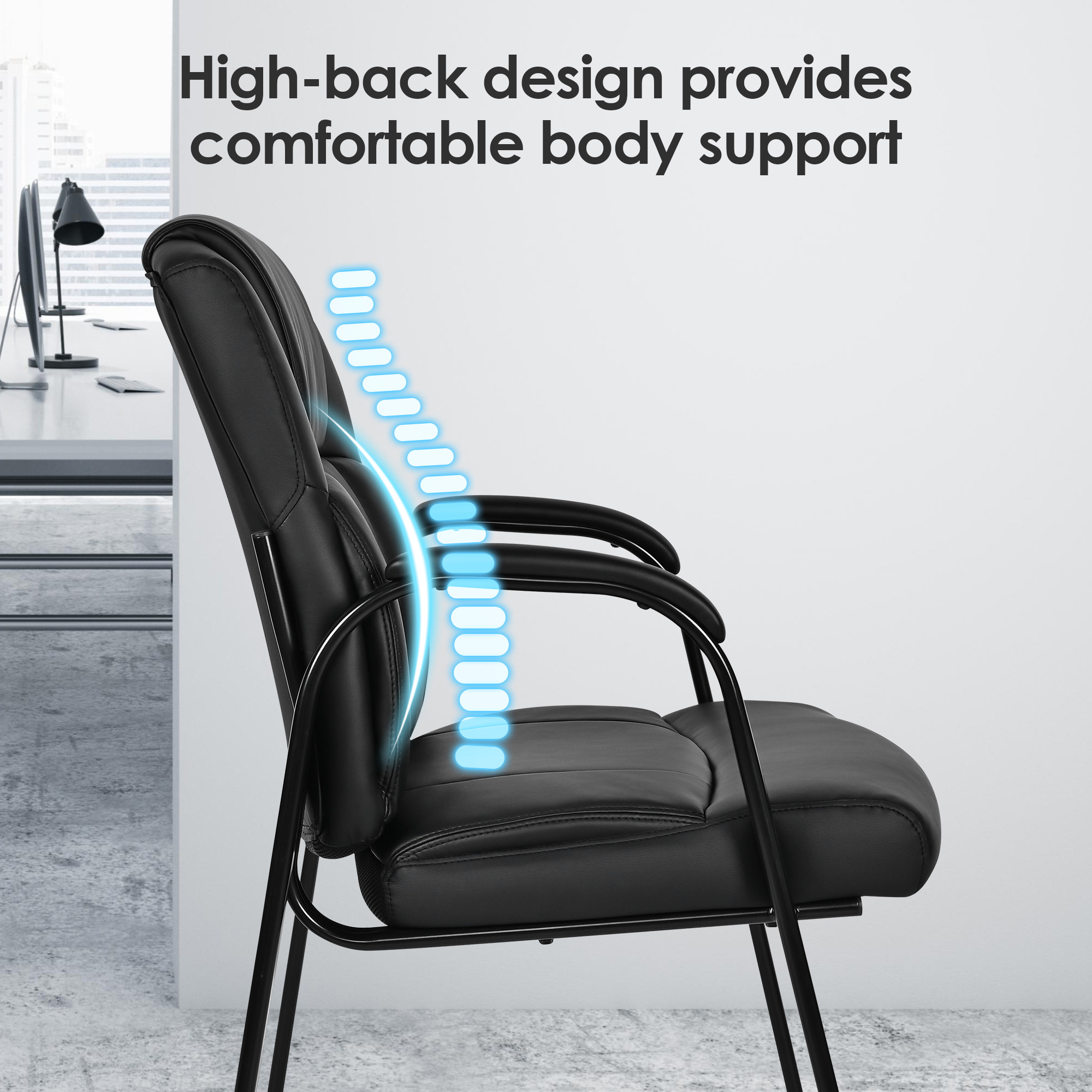 The high-back design of this Moustache guest chair provides a comprehensive support for the spine and lumbar