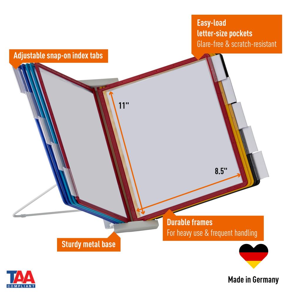 Durable® Instaview® Desktop Reference System, Assorted Colors, 8.50