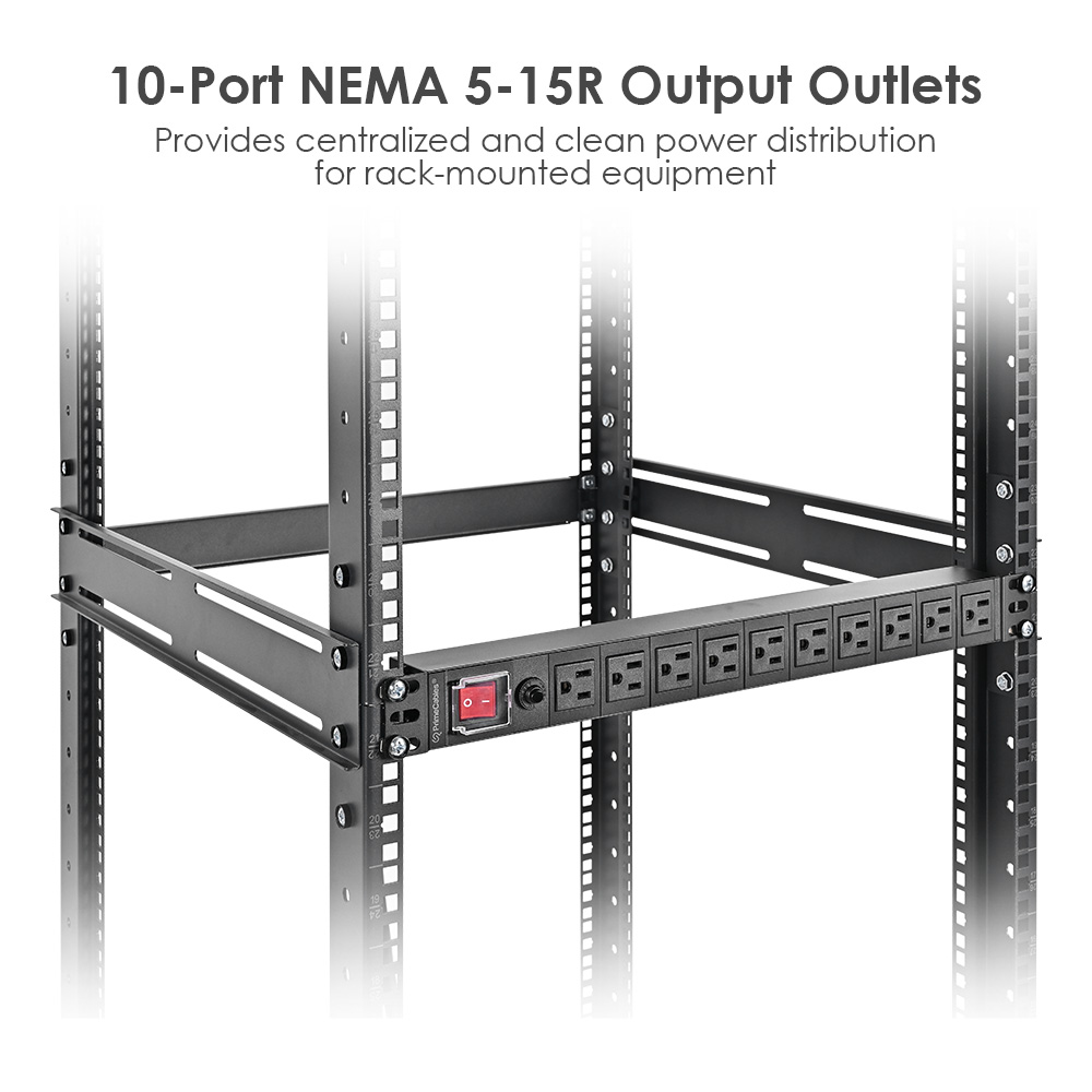 10-Port NEMA 5-15R rack mount PDU can provide centralized and clean power distribution for rack-mounted equipment