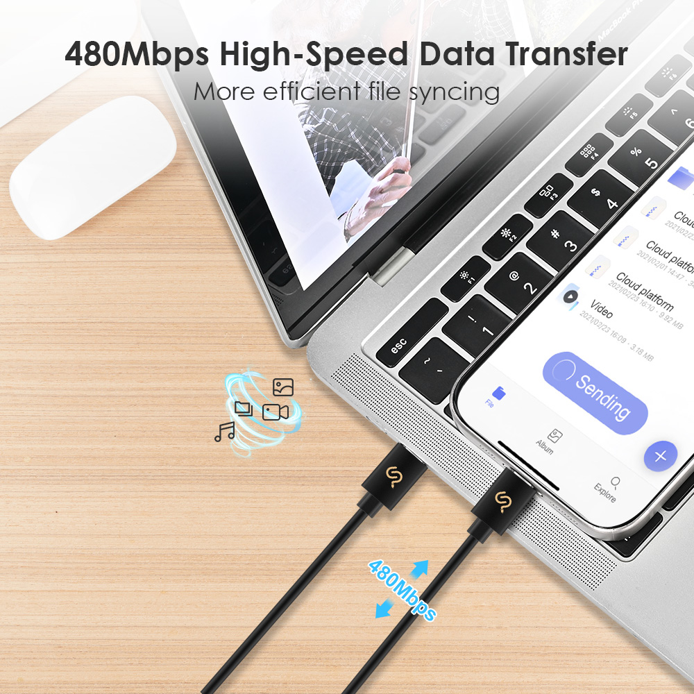 PrimeCables USB 2.0 Type‑C to Type‑C cable supports up to 480Mbps data transfer speed