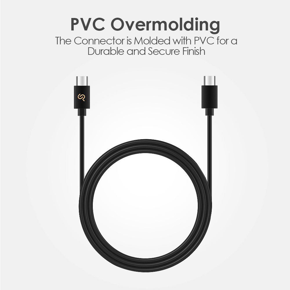 The connectors of the USB 2.0 Type‑C cable are molded with PVC for a durable and stable connection