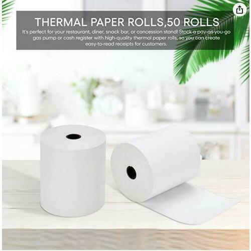 This Moustache 50 count thermal paper rolls is suitable for printing receipts in restaurants, eateries, snack bars, etc