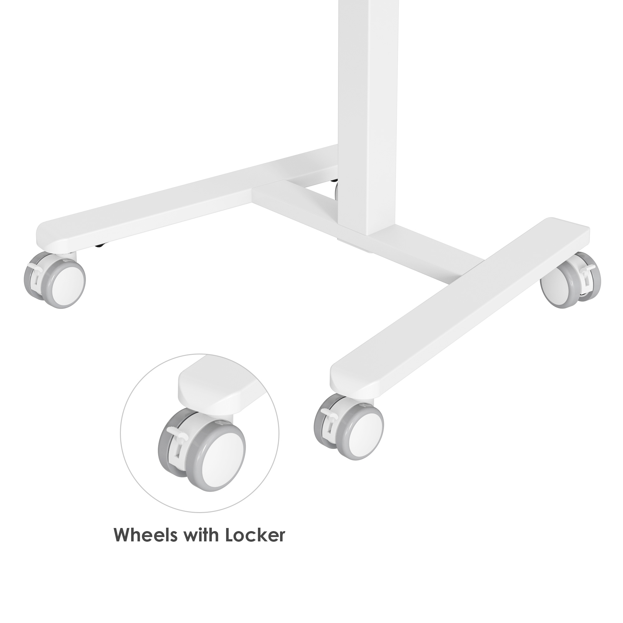 4 lockable casters are fitted on the standing desk with drawer, letting you fix the desk firmly at any position you want