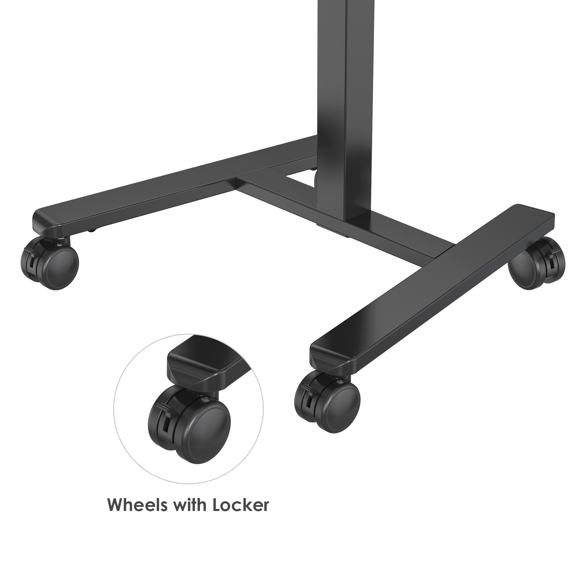 The 4 wheels of the mobile standing desk are equipped with lockers that can be placed wherever you need
