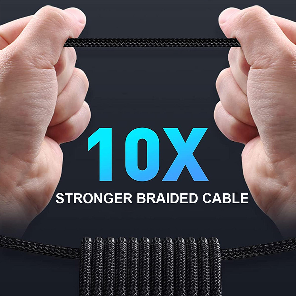 USB-C to USB-C fast charging cable with durable nylon braiding offers superior wear resistance and long-lasting performance