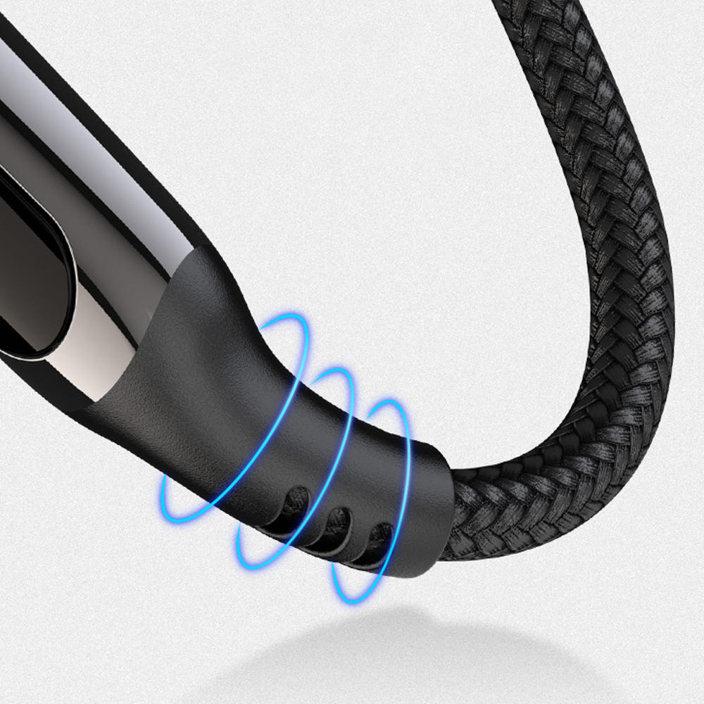 USB-C to USB-C fast charging cable features a reinforced connection between the cord and the connector to make it more durable