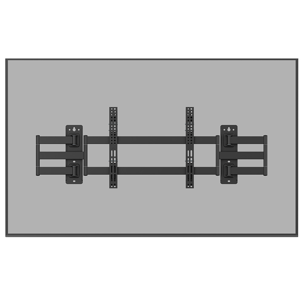 A flat render of the PrimeCables heavy-duty corner TV wall mount attached on the back of a television