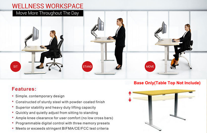 Automatic Riser Stand PrimeCables® Electric Sit to Stand Adjustable Desk Riser Frame (Table ...