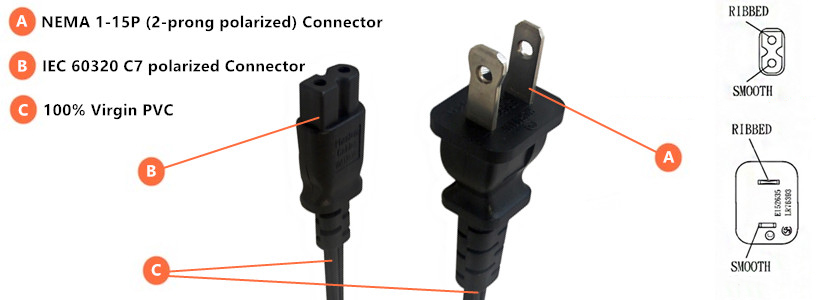 Bematik Cable Eléctrico US Nema-1-15P a IEC-60320-C7 Macho/Macho 1.8m Bematik Cable Eléctrico US Nema-1-15P a IEC-60320-C7 Macho/Macho 1.8m