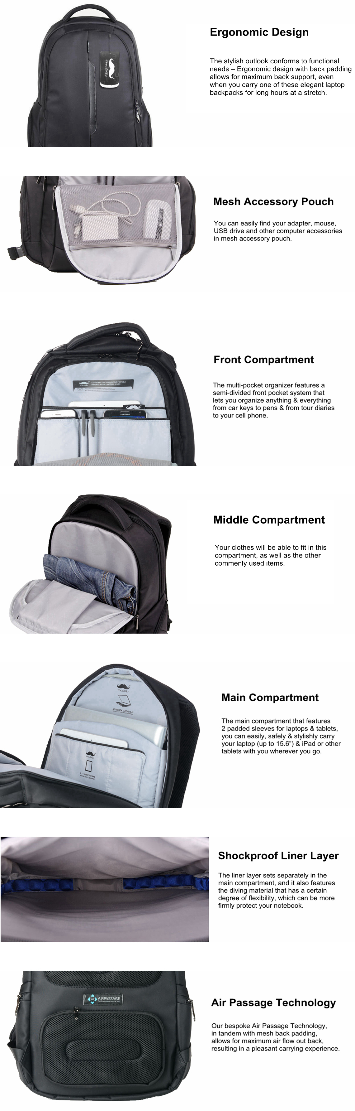 book bag with multiple compartments