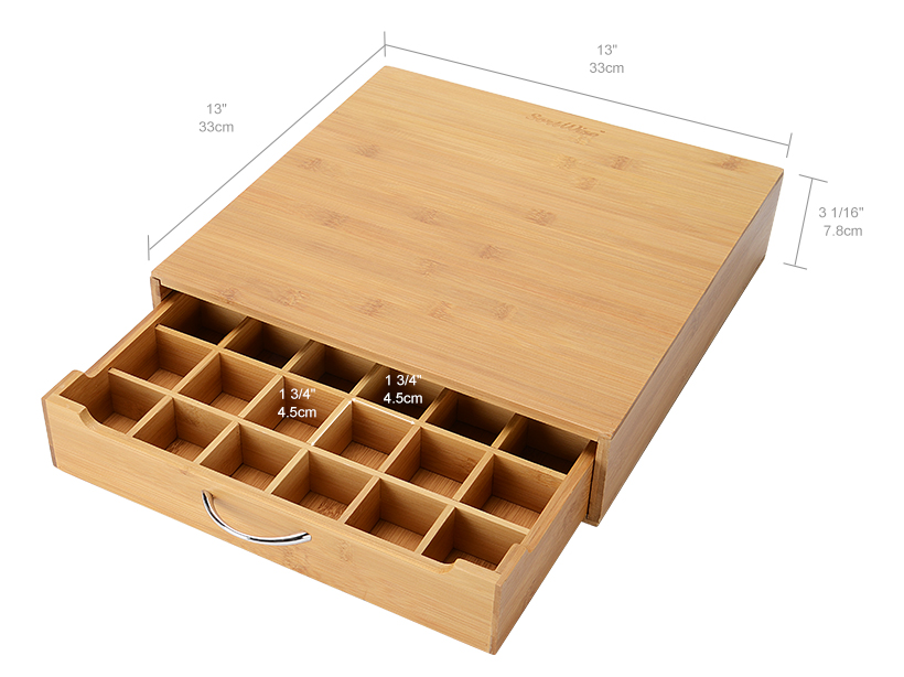 36 Capacity Bamboo K Cup Single Serve Coffee Pod Storage Drawer