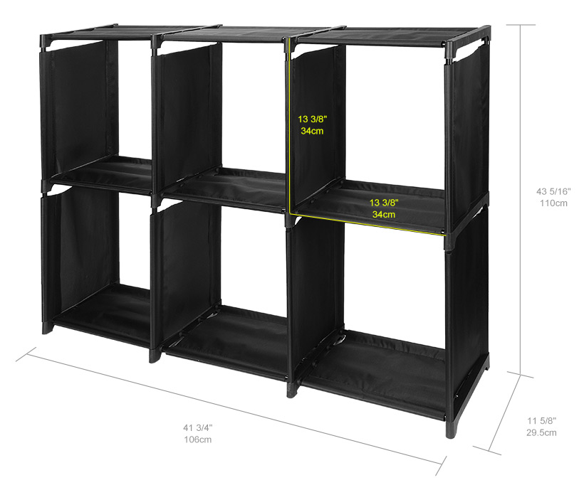 3 Tier Storage Cube Closet Organizer Shelf 6 Cube Cabinet Bookcase Black Sortwise