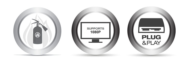 The HDMI 1.4 cable features a CL2 fire safety rating, supports 1080P resolution, and plug-and-play functionality