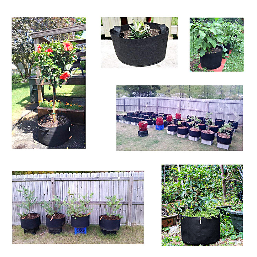 Lot De 6 Sacs De Culture 40 Litres En Tissu Aéré - Pour Légumes, Fleurs, Plantes, Avec Poignées