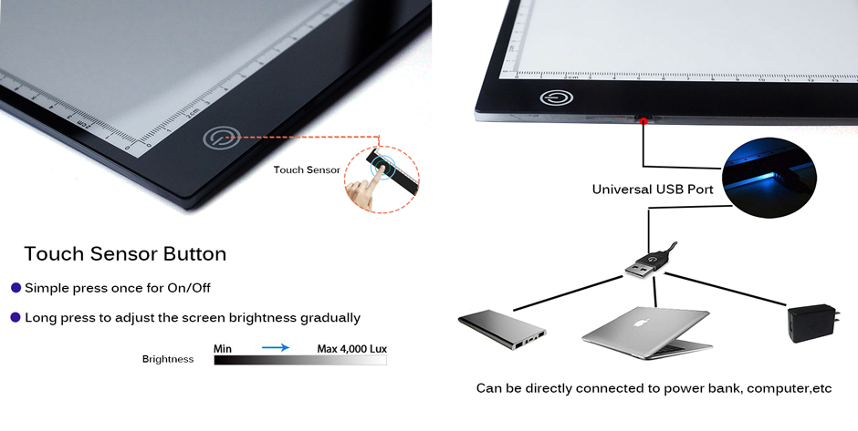 Tracing light box with Adapter LED A4 - Light Box for Tracing