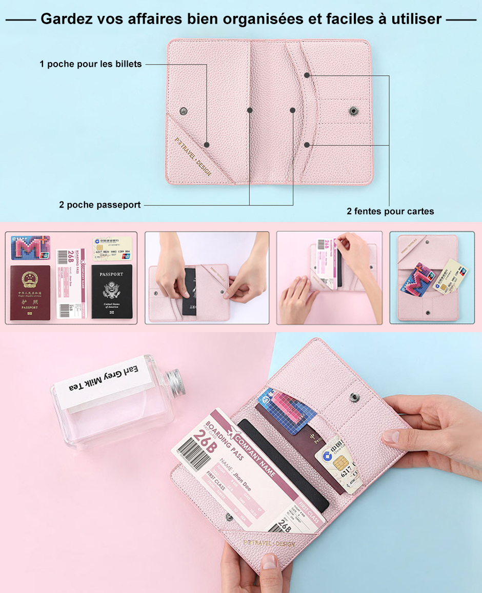 Porte-passeport Et Housse De Carte Voyage En PU Coloré - Lot Accessoires
