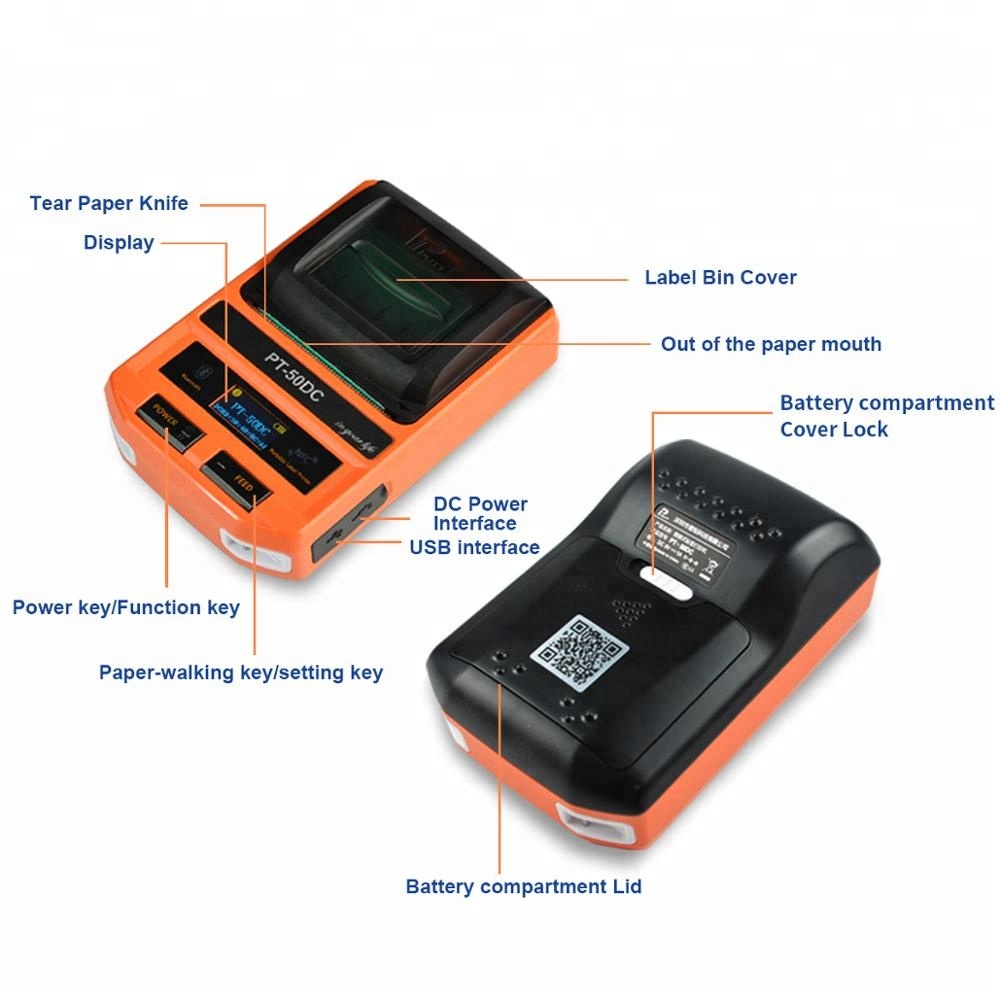 PUTY® PT-50DC mini-imprimante d'étiquettes thermique industrielle ...