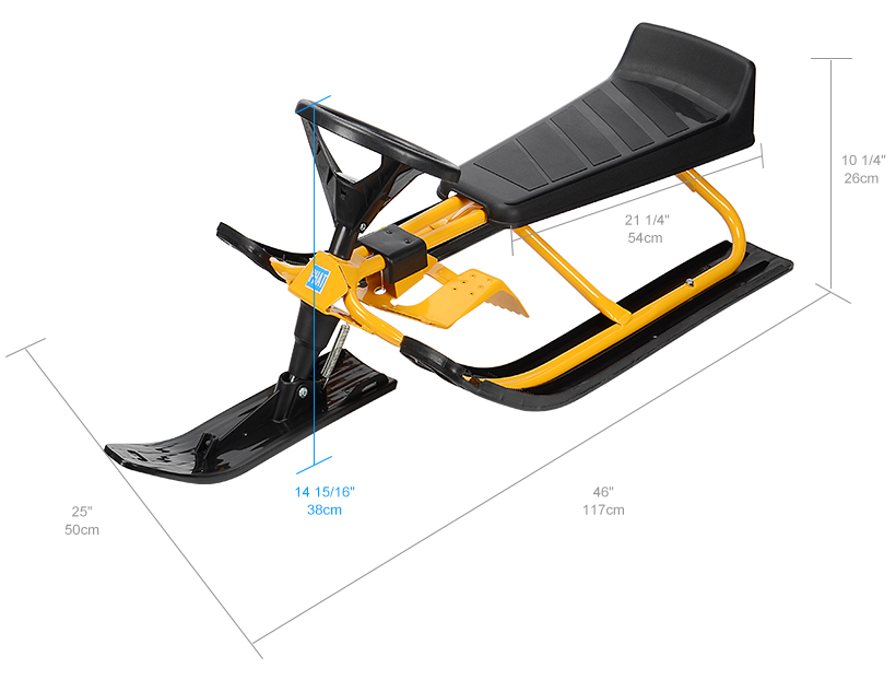スキー RATT Snow Racer Sled, Snow Bike Sled, Durable Metal Snow Slider