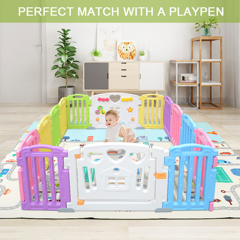 Folding Baby Play Mat Waterproof Non Toxic Portable Kids Playmat