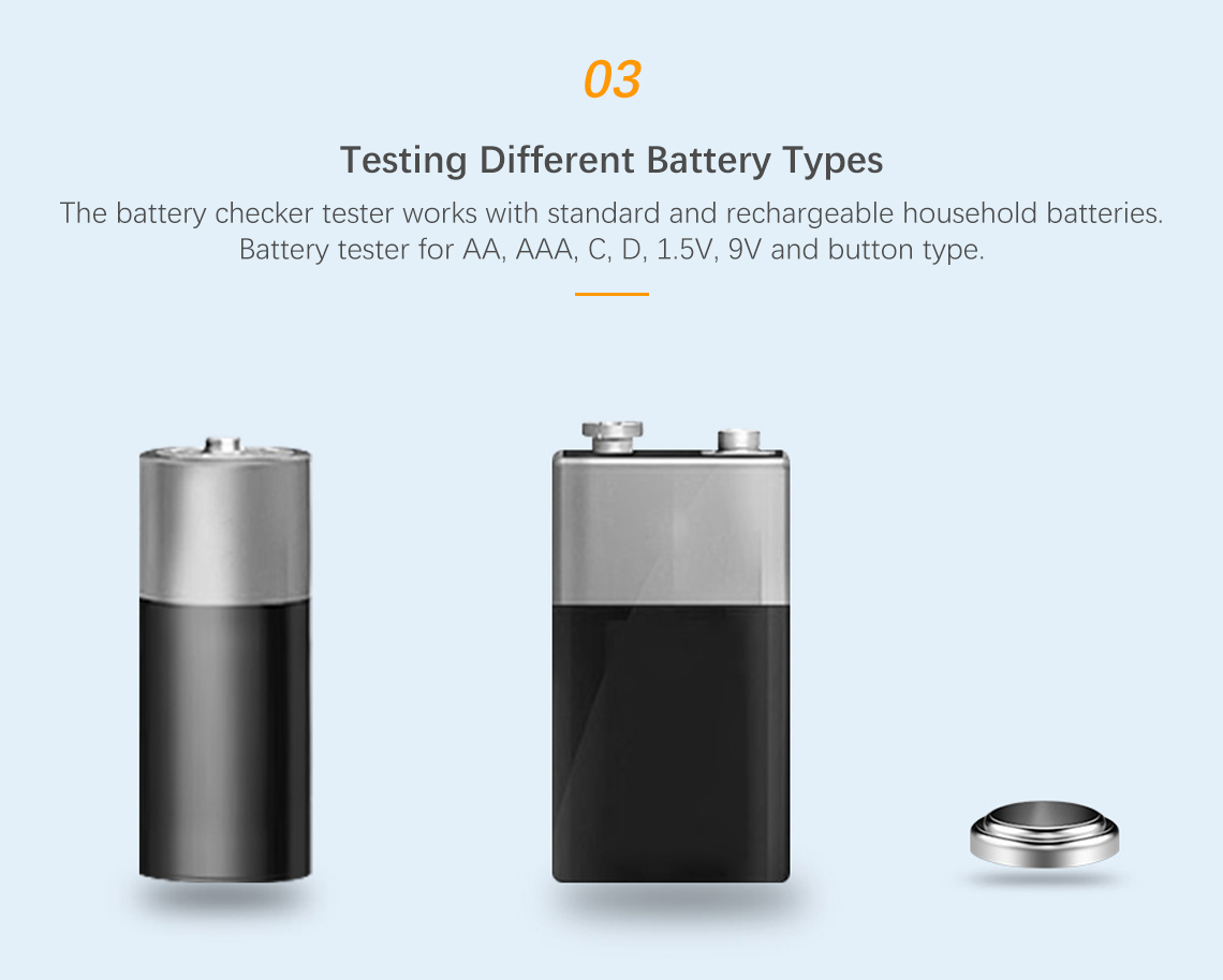 Digital Battery Tester Battery Checker for AA AAA C D 9V 1.5V Button