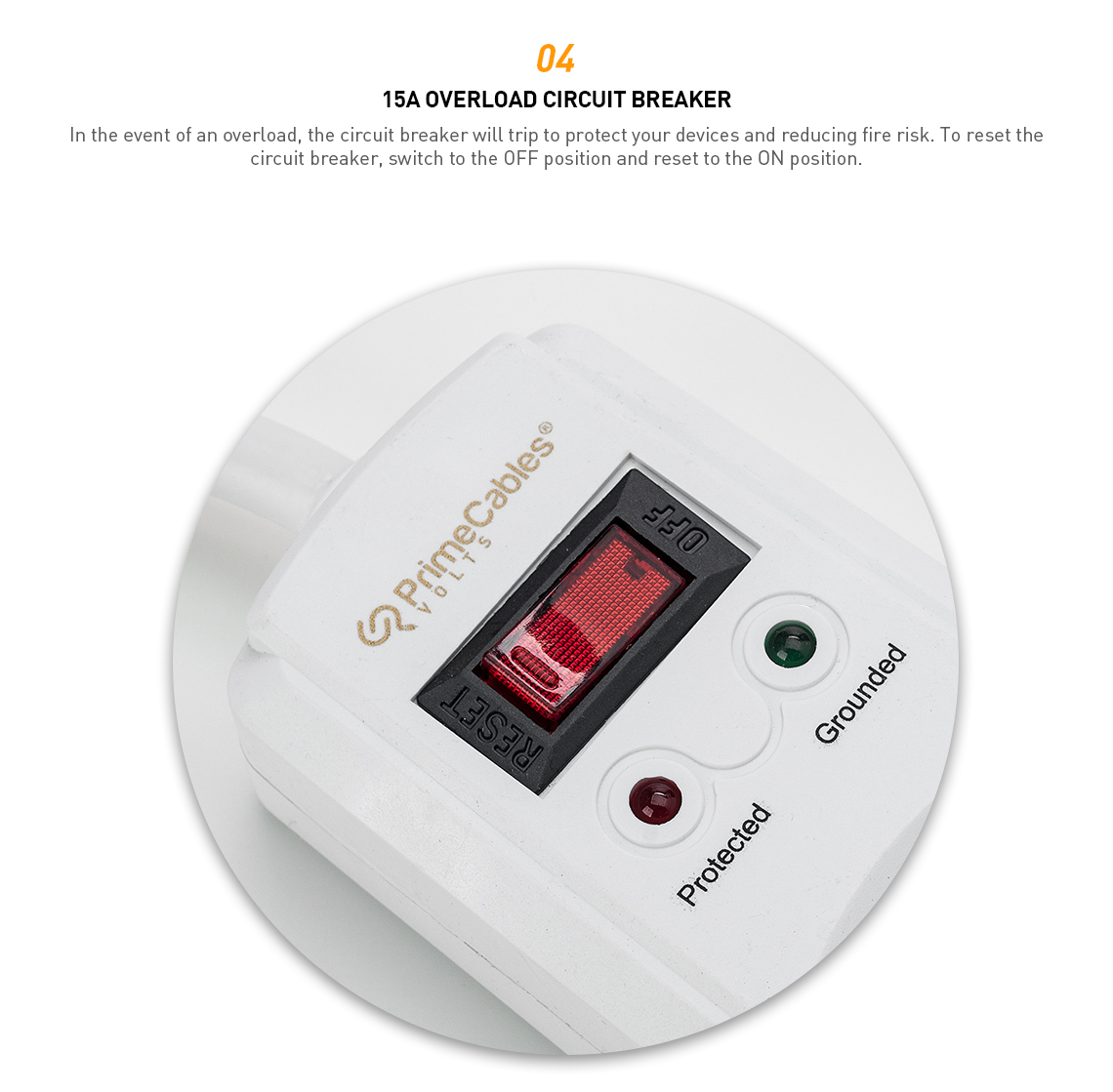 This PrimeCables surge protector power strip features overload circuit breaker to protect your devices and reduce fire risk
