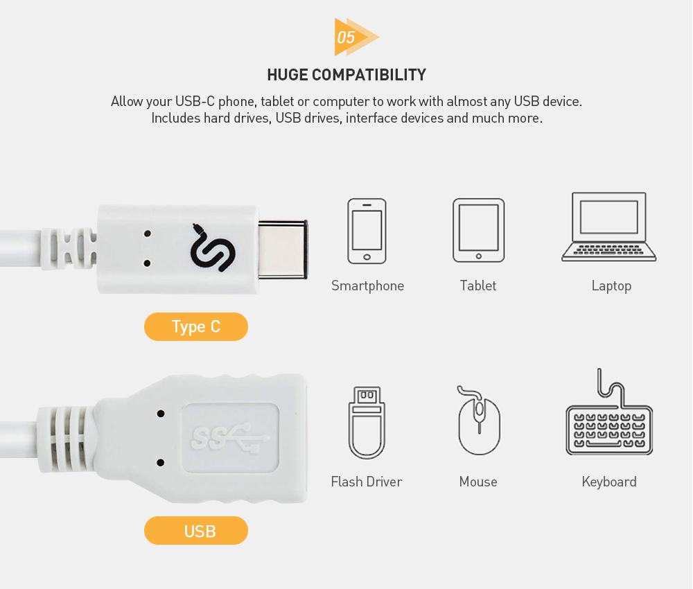 15cm USB Type-C to USB 3.1 cable is compatible with smartphones, tablets, laptops, keyboards, mice, flash drives, etc