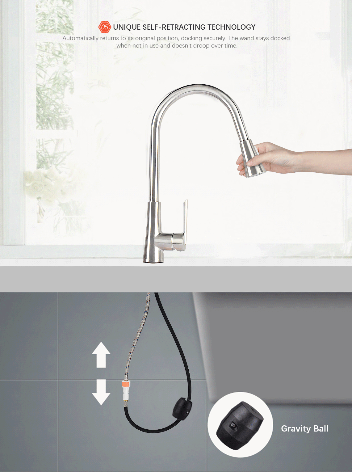 SingleHandle PullDown High Arc Sprayer Kitchen Sink Faucet Commercial