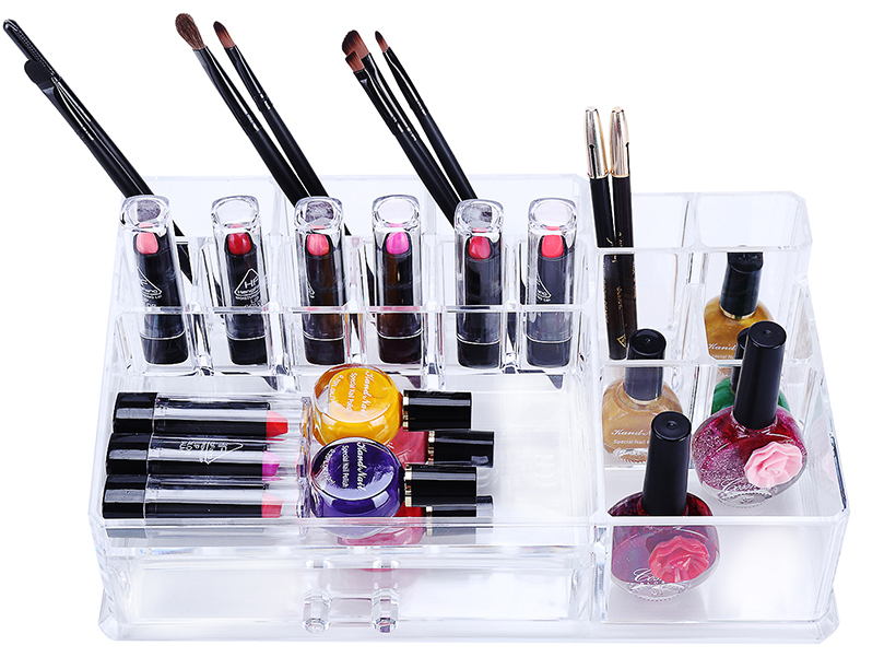Acrylic Makeup Cosmetic Organizer With Drawer 15 Compartments Diy