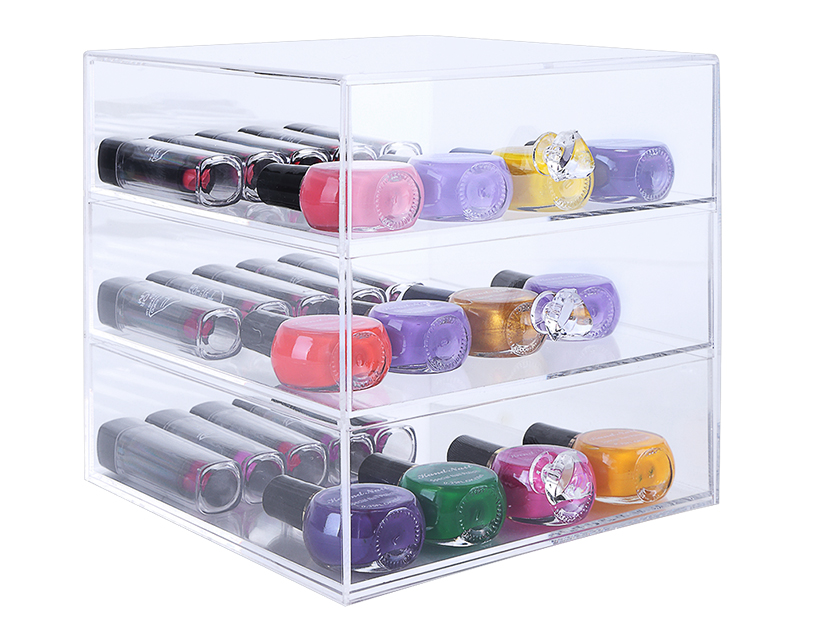 Acrylic Cosmetic Makeup Organizer Cube 3 Removable Drawer Large SortWise®