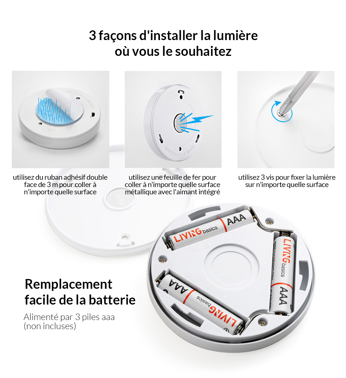 TH 2020 à Piles 6 LED Capteur De Mouvement Carré Veilleuses PIR