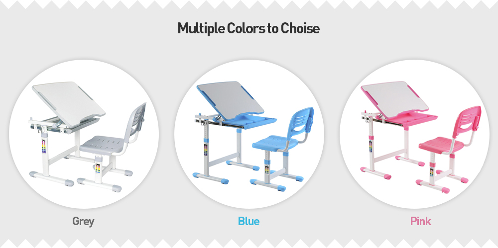 OSKOPWRC Ensemble bureau et chaise pour enfants, bureau d'étude réglable en hauteur avec support à livres et tiroir, table d'étude pour la maison, l'école, garçons et filles, rose