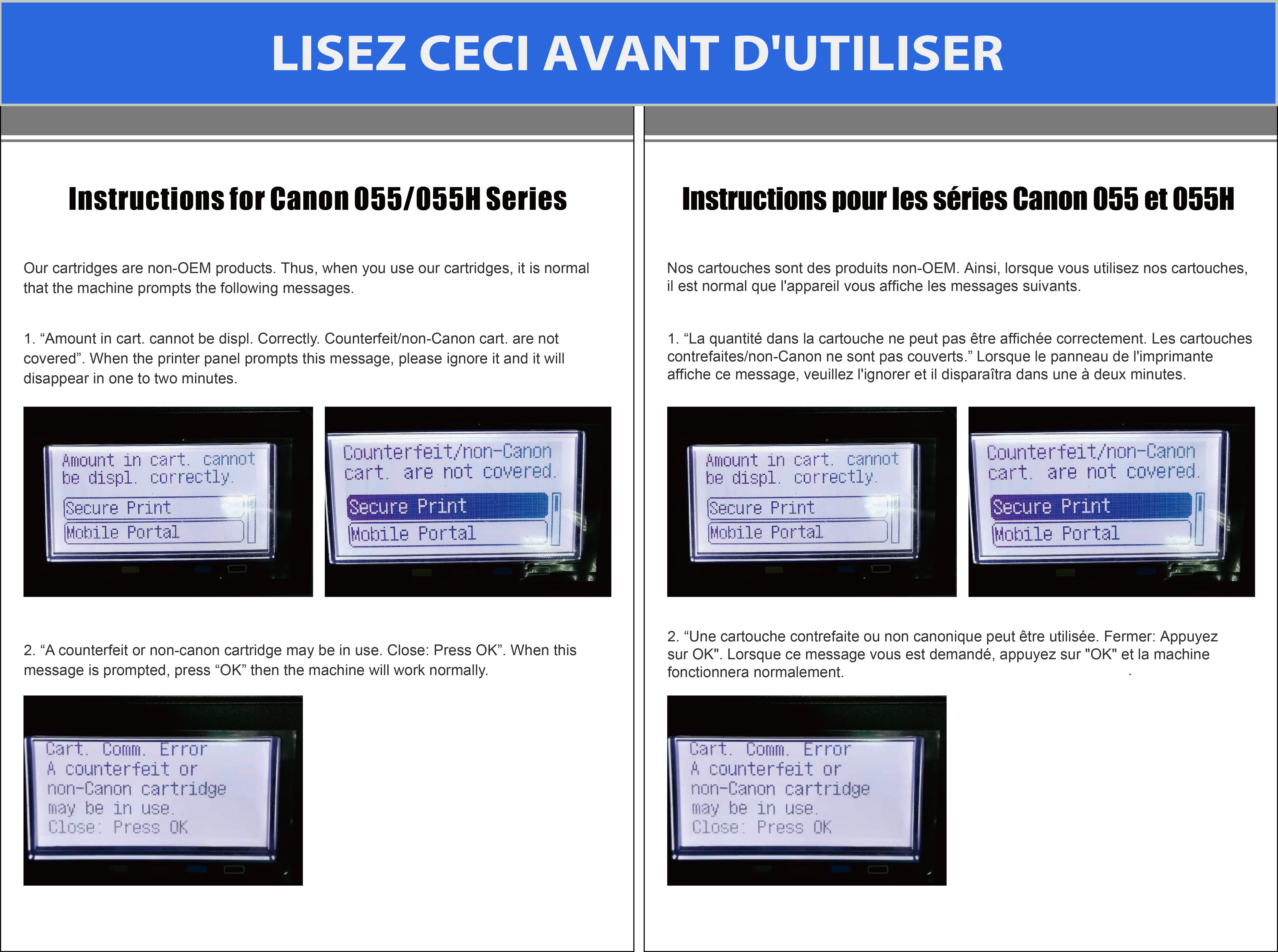 Canon 055 avec puce instruction