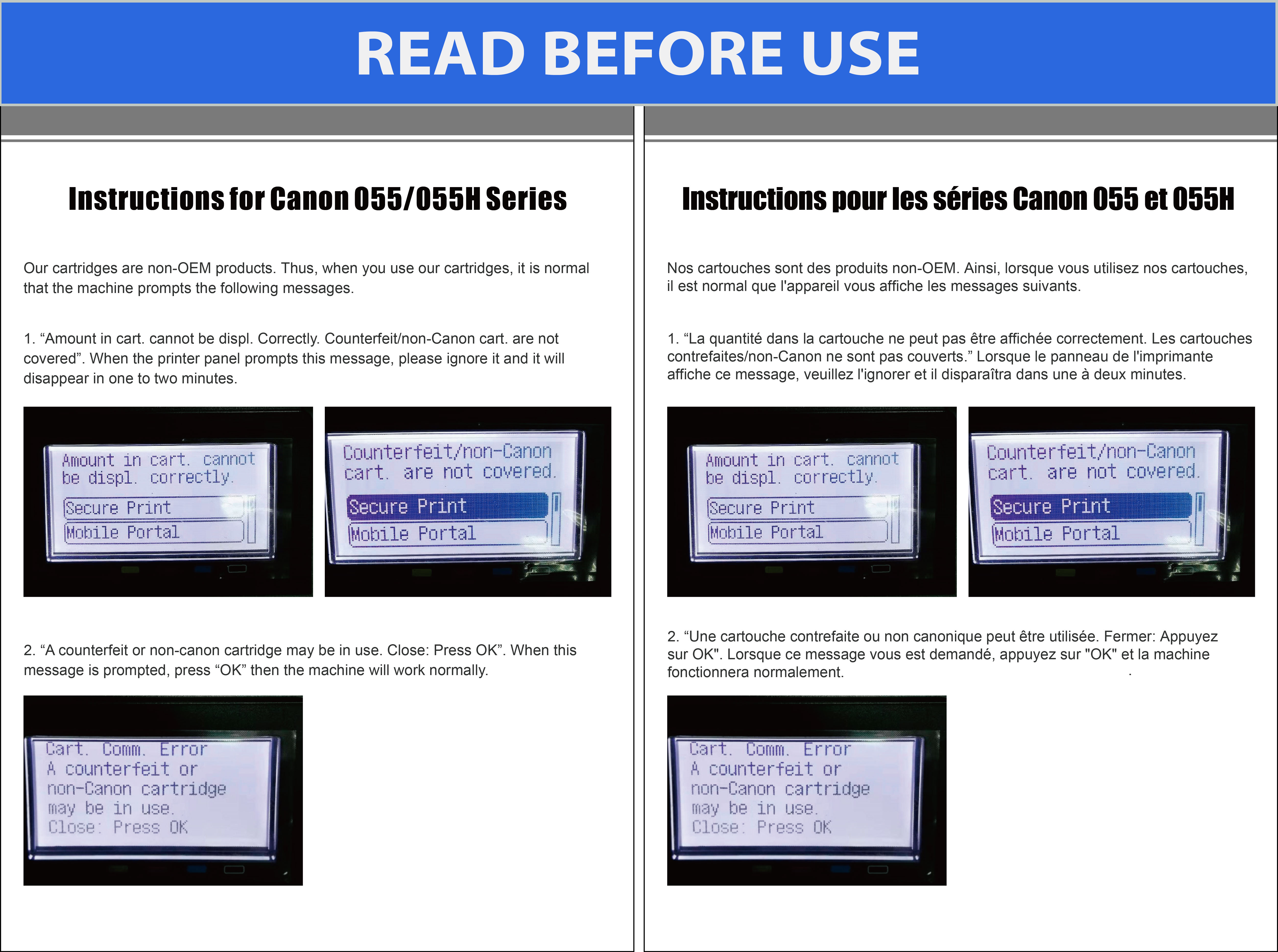 Canon 055H with chip instruction