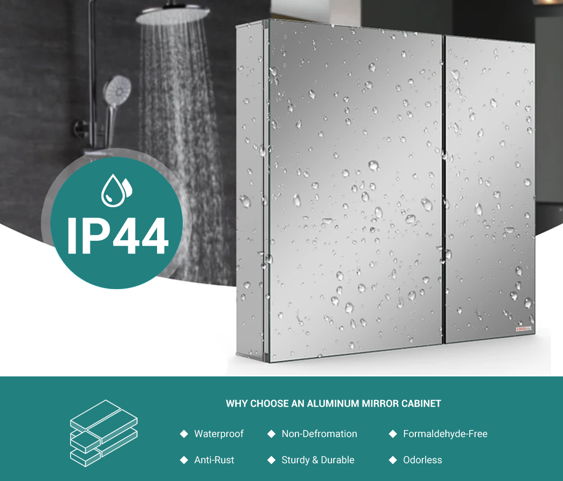 Aluminum Bathroom Medicine Double Door Wall Mounted