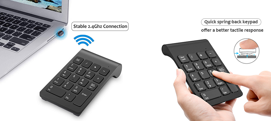 Clavier Numérique, Numéro Sans Fil 2,4 G, Clavier Numérique Portable USB Sans Fil À 35 Touches