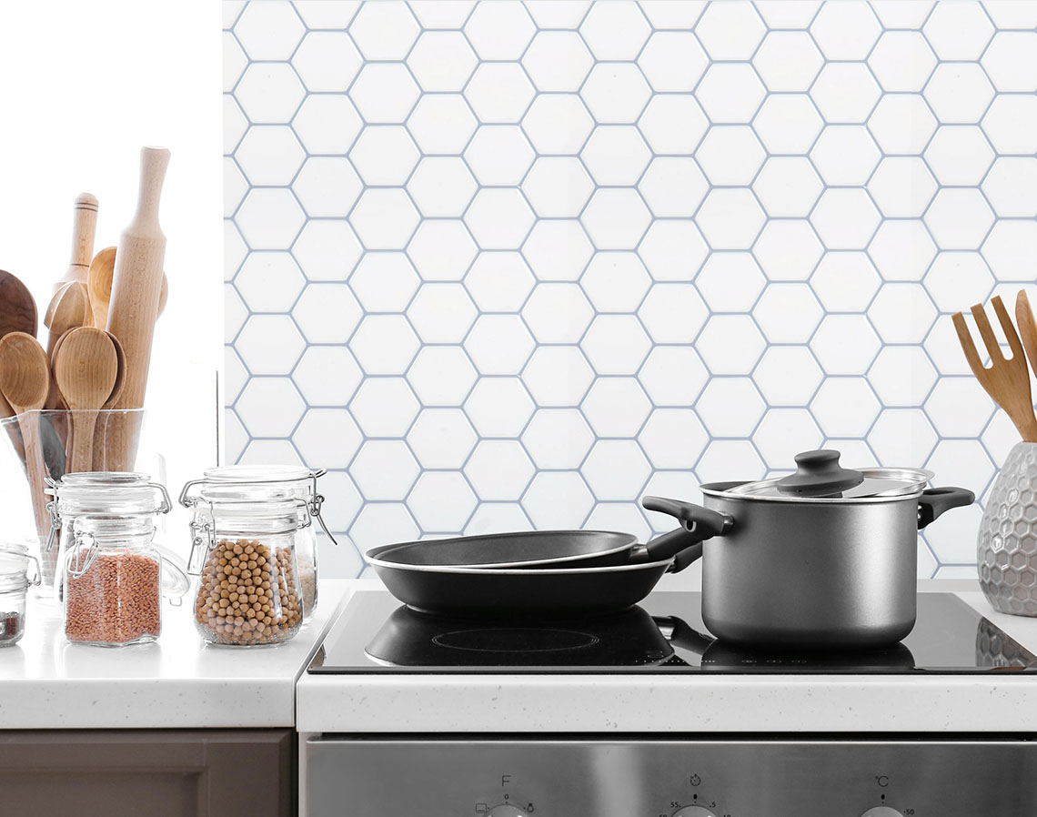 Tile Wall Decals Peel and Stick Self-Adhesive Hexagon