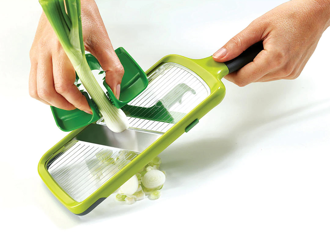 MultiGrip™ Handheld Mandoline Slicer with Food Grip and Adjustable