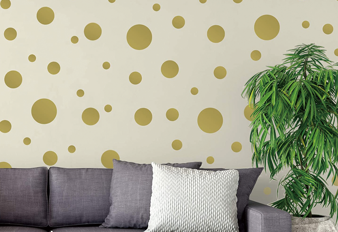 Wall Decals Gold Foil Dots Peel and Stick 2 Sheets - iDesign
