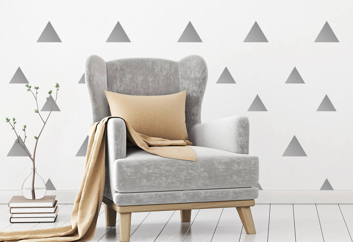 Silver Foil Triangles Peel and Stick iDesign Wall Decals, 2 Sheets