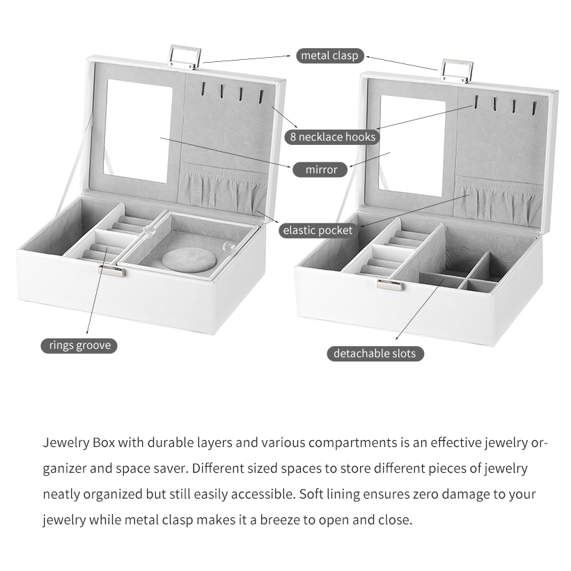 Leather Jewelry Storage Box with Mirror SortWise®